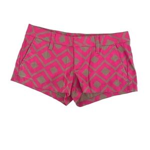 Hurley Pink Tan Geometric Chino Shorts Size 5 Women’s